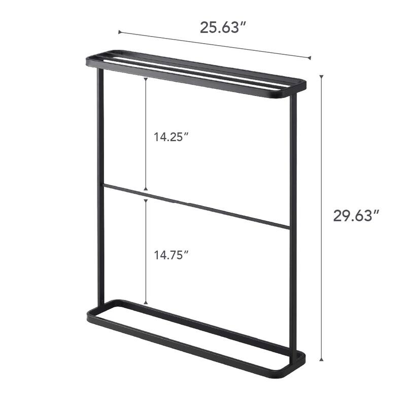 Yamazaki Home Bath Towel Hanger, Steel, Holds towels up to 24.5" x 58", Holds 2.2 lbs - L 5.91 x W 25.59 x H 29.53 inches