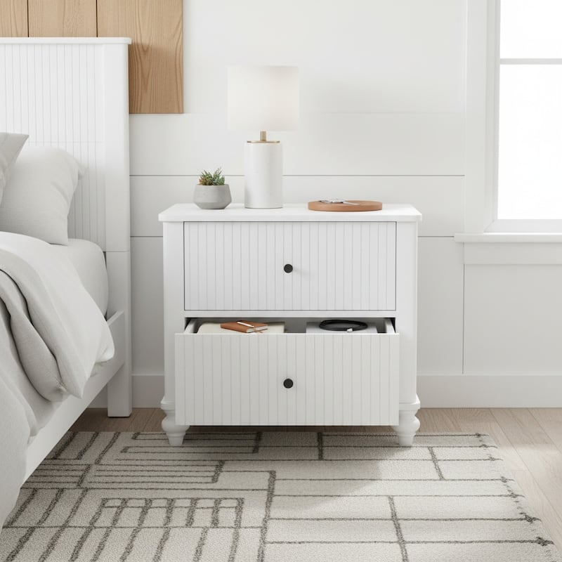 Christopher Knight Home - Luna Modern Wooden Nightstand with 2 Storage Drawers - White