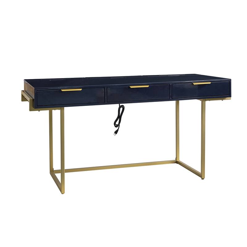 Patricia Modern 3 Drawer Desk with USB Ports and Outlet by HULALA HOME