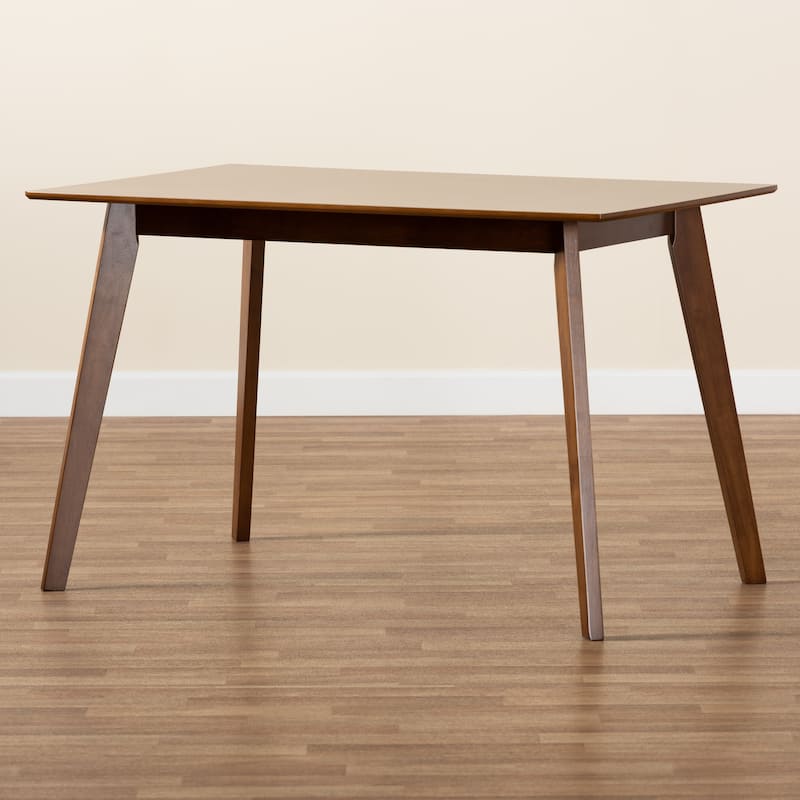 Maila Mid-Century Walnut Brown Finished Wood Dining Table