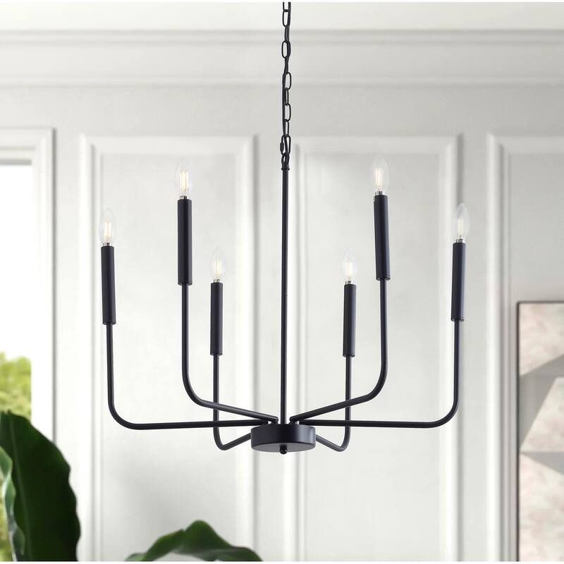 Modern 6-Light Candle Style Kitchen Island Chandelier - Black