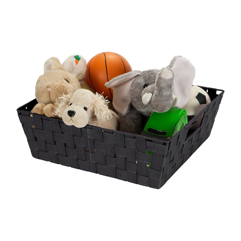 Simplify Large Woven Storage Bin in Black - 13"x15"x5"