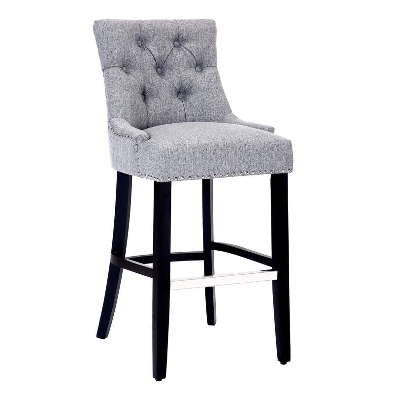 Carter 29" Linen Fabric Tufted Upholstered BarStool - N/A