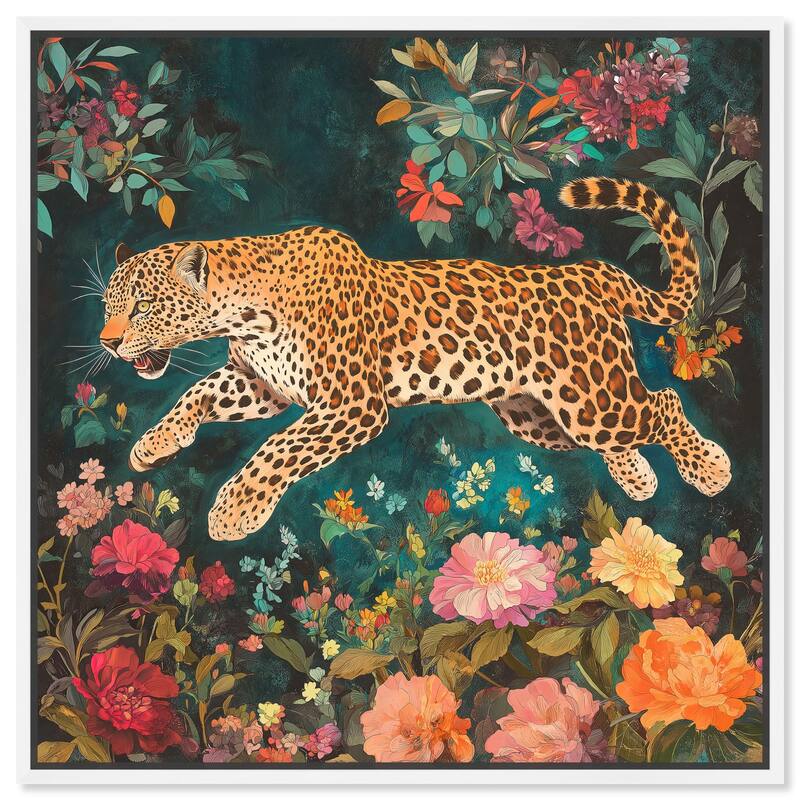 Tigers and Blooms Canvas by Art Remedy - White - 20" x 20"