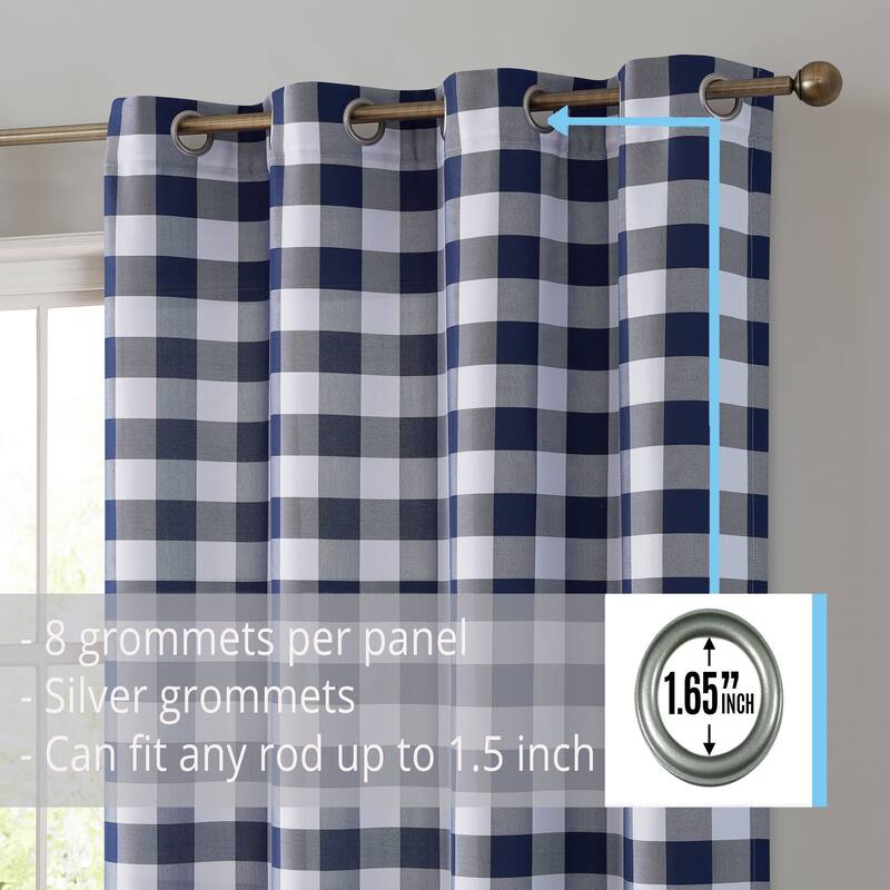 HLC.me Hilltop Buffalo Textured Light Filtering Grommet Lightweight Window Curtains Bedroom & Living Room, 2 Panels