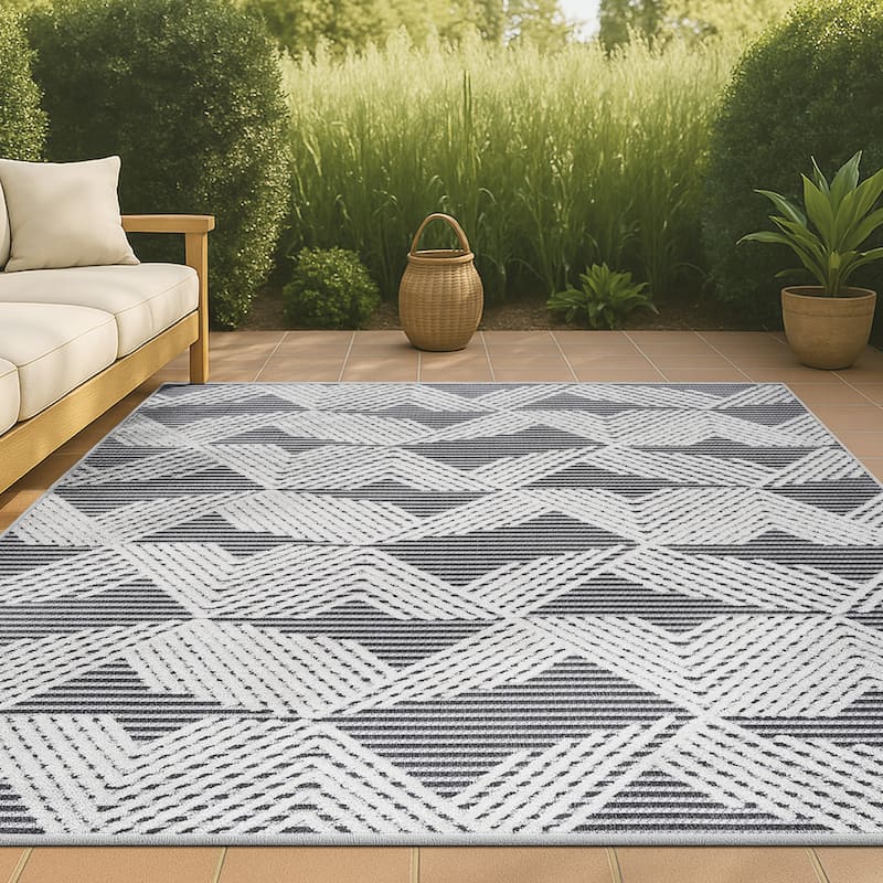 JONATHAN Y Sumak High-Low Pile Art Deco Geometric Indoor/Outdoor Area Rug