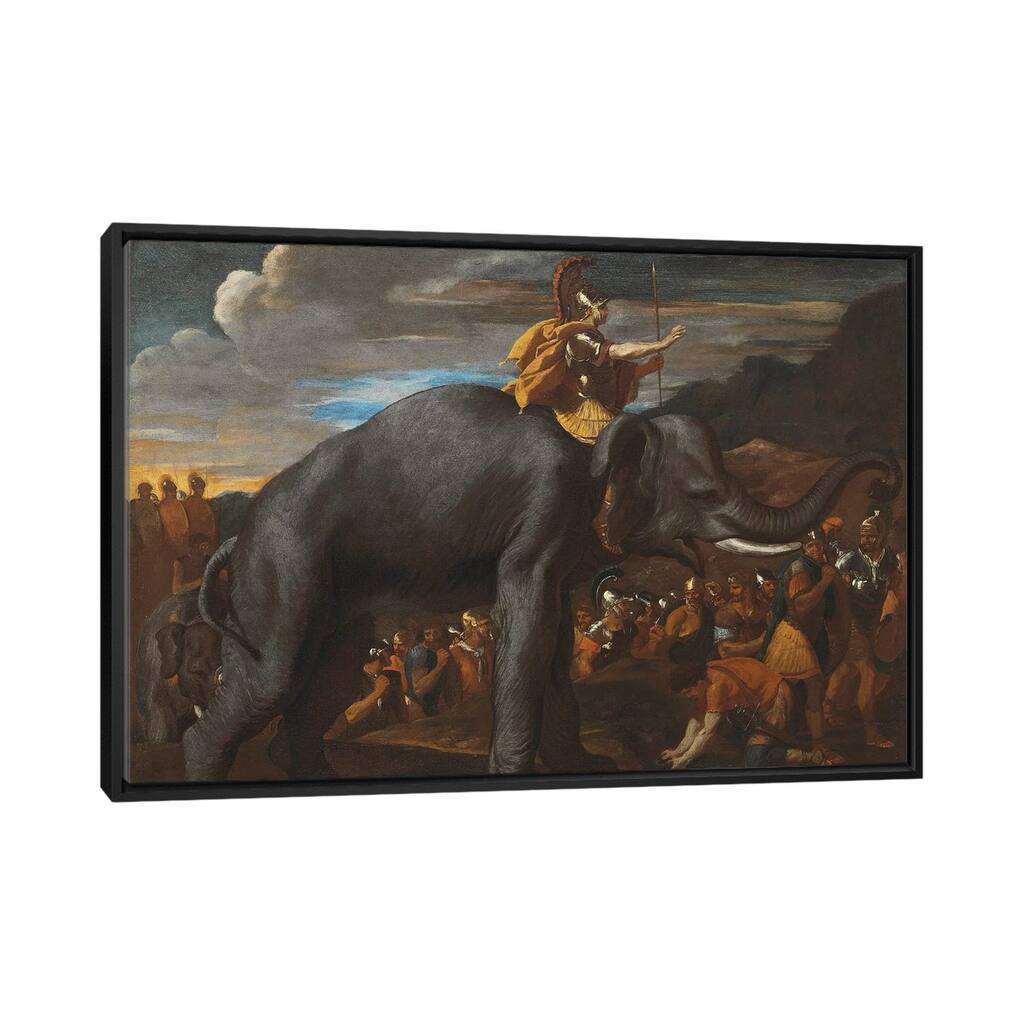 iCanvas "Hannibal Crossing the Alps on an Elephant " by Nicolas Poussin Framed Canvas Print