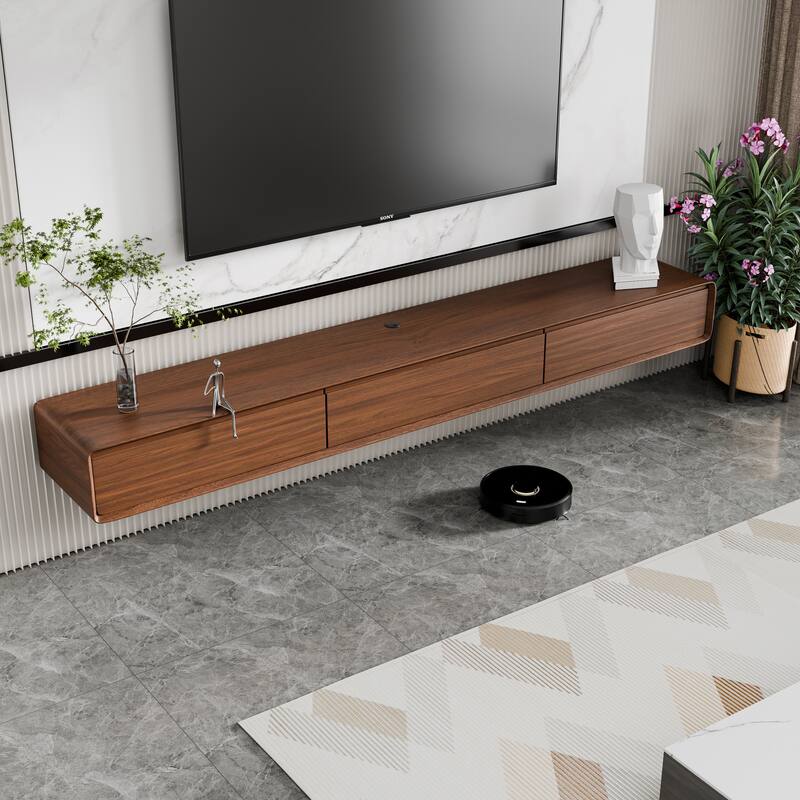 Modland 78" Modern Floating TV Stand Wall Mounted Media Control Center for Living Room - 78 - Brown