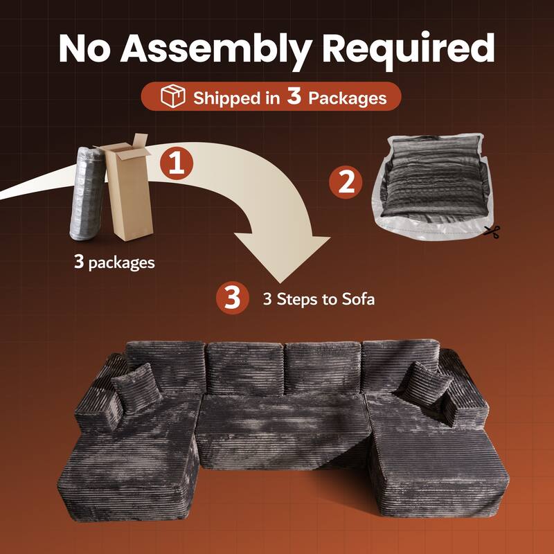 VIOS No-Assembly Plush Fabric Sofa Set​