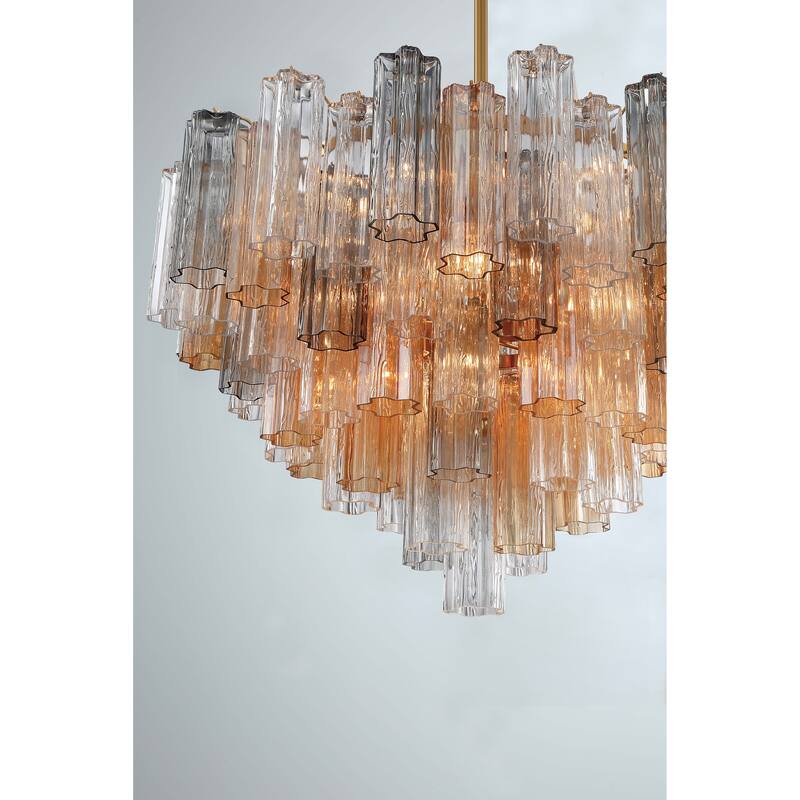 Addis 16 Light Aged Brass Chandelier - 32"W x 21.5"H x 32"D