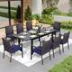 Option 9-Piece Metal Armrest Chair Set (Navy)