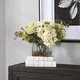 preview thumbnail 1 of 5, Uttermost Cecily 15" Wide Artificial Home Decor Hydrangea in Square - Cream / Green Cream / Green