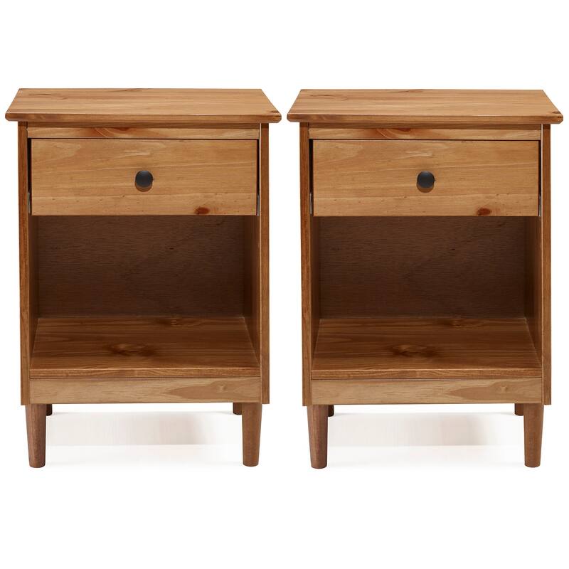 Walker Edison Bullrushes 1-Drawer Solid Wood Nightstand (Set of 2)