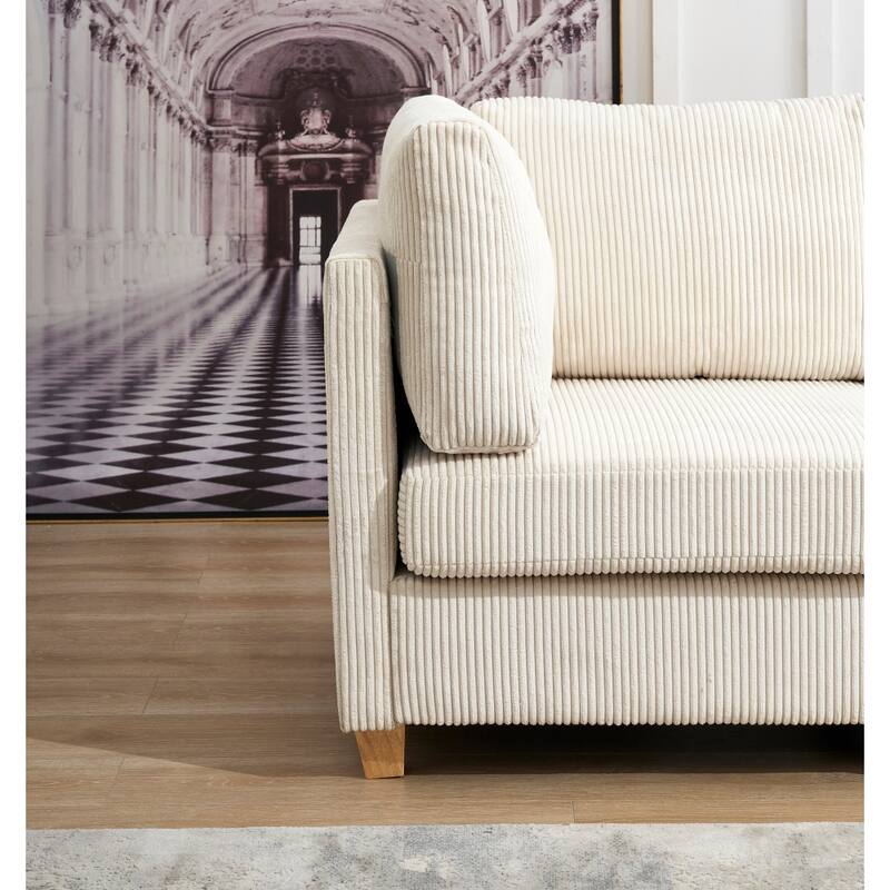 Modern L Shape Combination Sofa Corduroy Fabric Comfortable