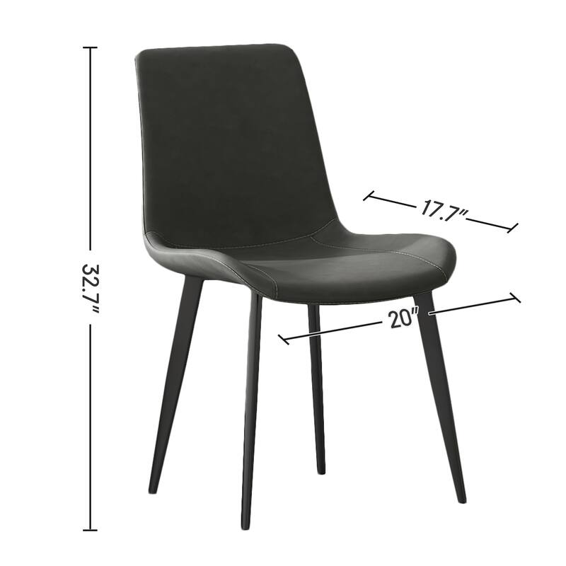 Dining Chairs 2PCS, Modern Kitchen & Dining Room Chairs, Upholstered Faux Leather Cushion Seat and Sturdy Metal Legs