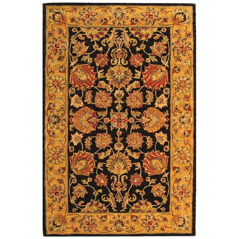 SAFAVIEH Handmade Heritage Kimono Traditional Oriental Wool Rug - 5' x 8' - Charcoal/Gold