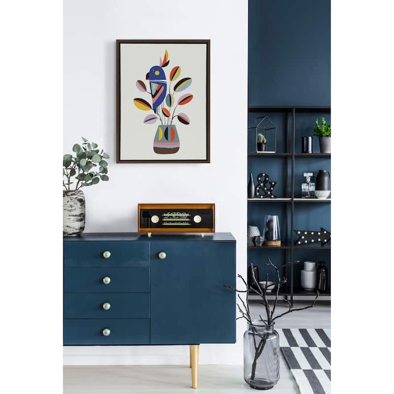 Kate and Laurel Sylvie Rubber Plant Framed Canvas by Rachel Lee