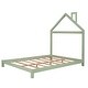 preview thumbnail 5 of 8, Green Full Size Wood Platform Bed with House-shaped Headboard for Kids, Boys and Girls