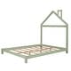 preview thumbnail 34 of 70, Wooden Platform Bed with Wood Slat Support, Modern Solid Wood Kids Bed Frame with House-shaped Headboard, No Box Spring Needed