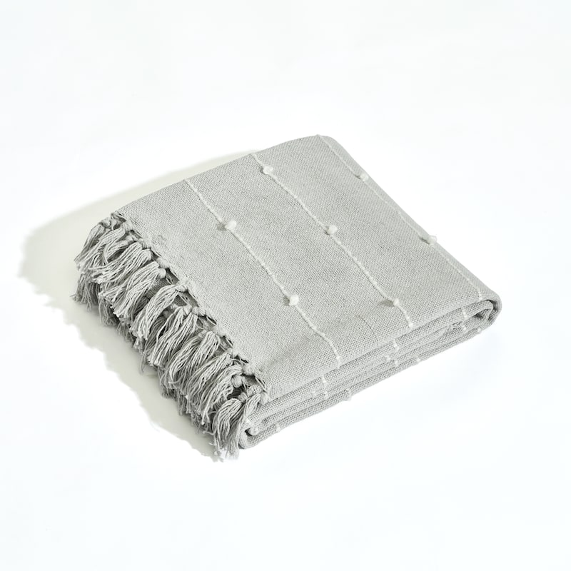 Lush Decor Boho Tufted Cotton Woven Tassel Fringe Throw Blanket