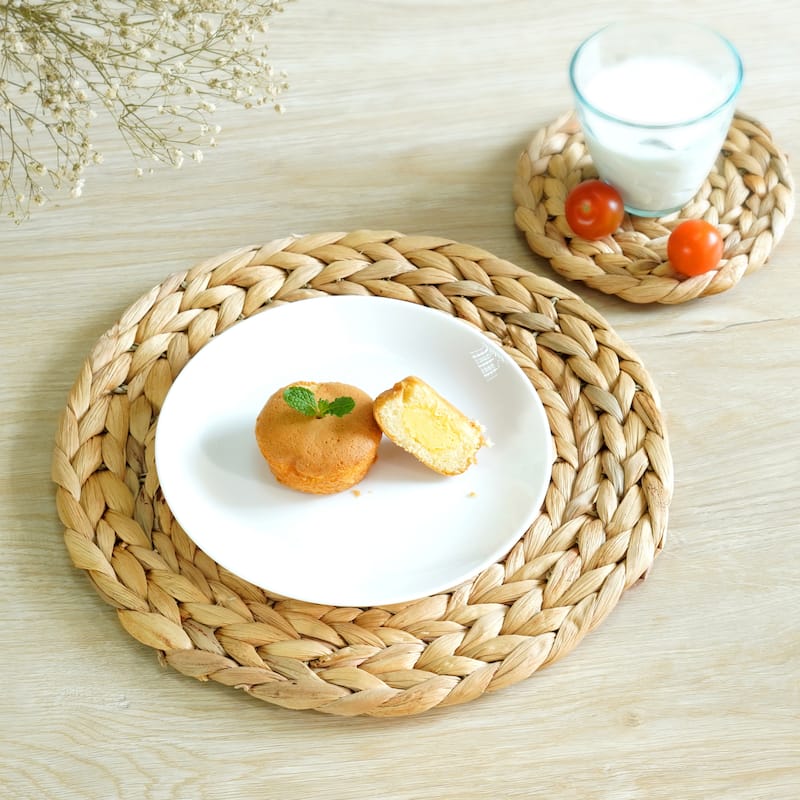 Set of 4 Decorative Round Natural Woven Handmade Water Hyacinth Placemats
