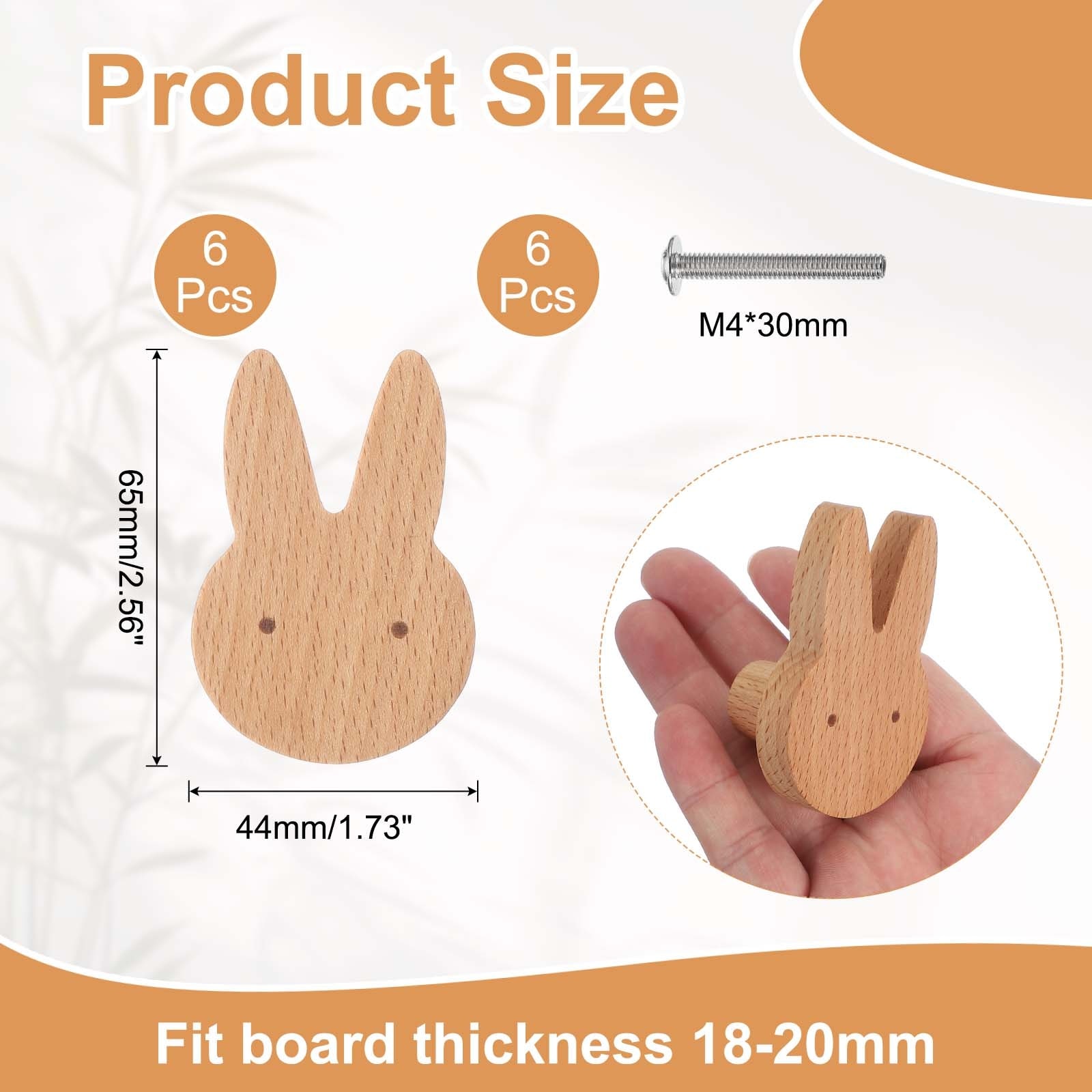 Wooden Knobs, Single Hole Wooden Cabinet Knobs with Screws for Nursery Furniture Cupboard Closet Door Dresser Drawers