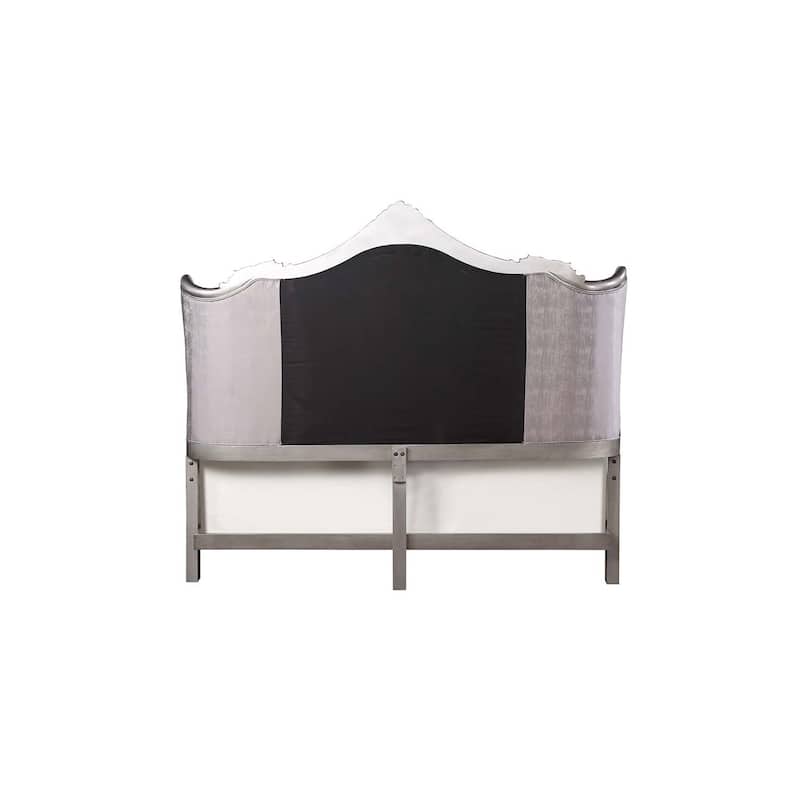 King Size Bed Frame Glam Style Antique Platinum Finish Bedroom Furniture