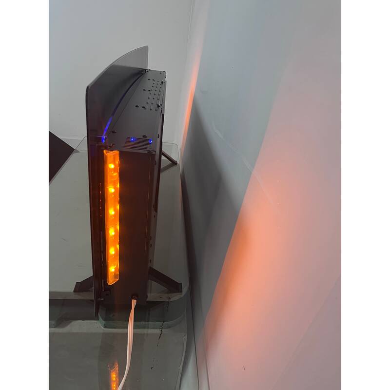48-Inch Electric Fireplace with Curved Front, Multi-Color Flame & Ember Bed, Wall-Mounted or Tabletop, Remote Included