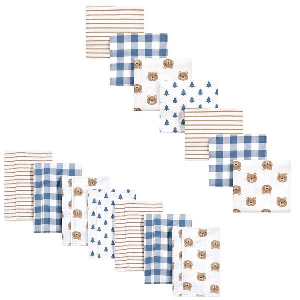 slide 1 of 1, Hudson Baby Infant Boy Cotton Flannel Burp Cloths and Receiving Blankets, 14-Piece, Little Bear, One Size