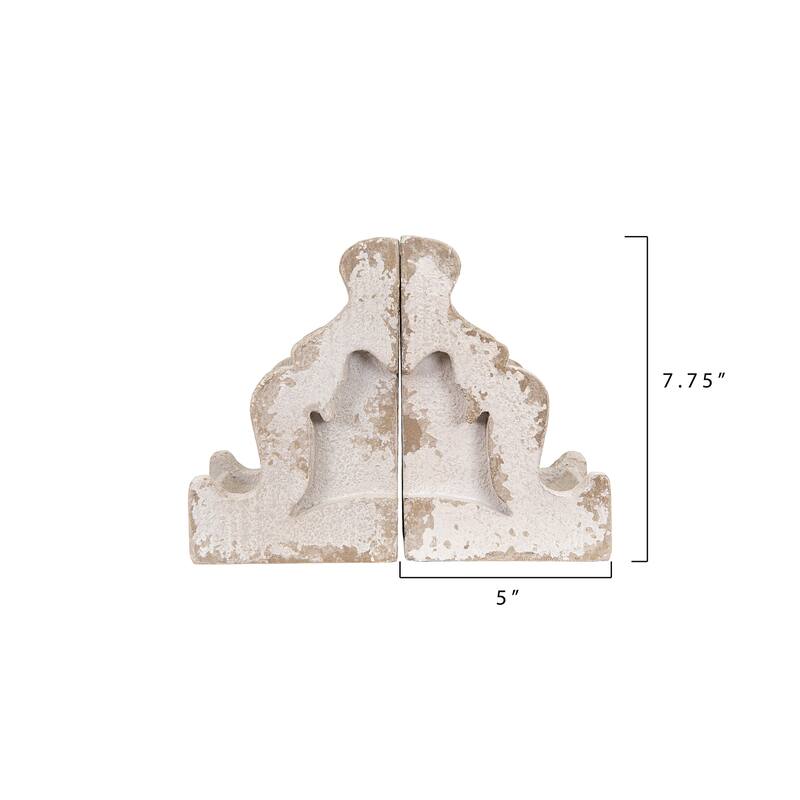 Distressed White Corbel Shaped Bookends