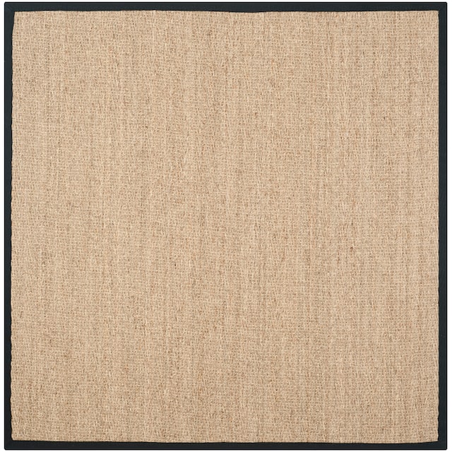 SAFAVIEH Natural Fiber Oceana Herringbone Seagrass Rug - 10' x 10' Square - Natural/Black