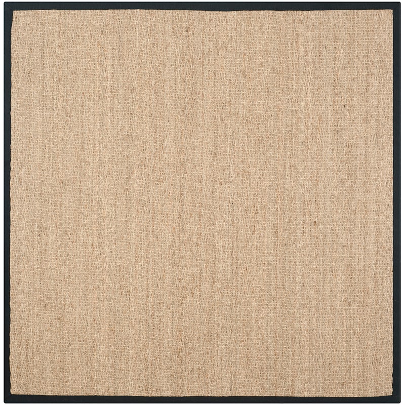 SAFAVIEH Natural Fiber Oceana Herringbone Seagrass Rug - 8' x 8' Square - Natural/Black