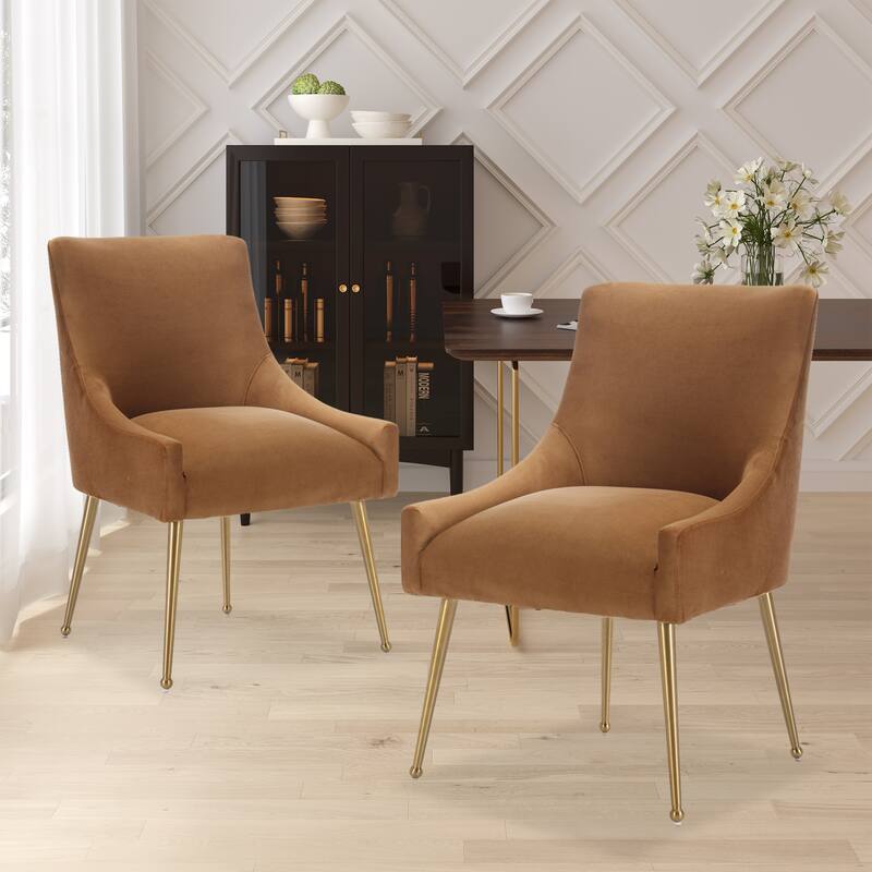 Clihome Stainless Steel Frame Dining Velvet Side Chairs(Set of 2)