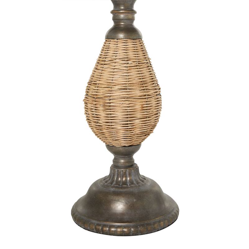 Wood Accent Table with Black Metal and Rattan Base - Brown - Roche River Decor