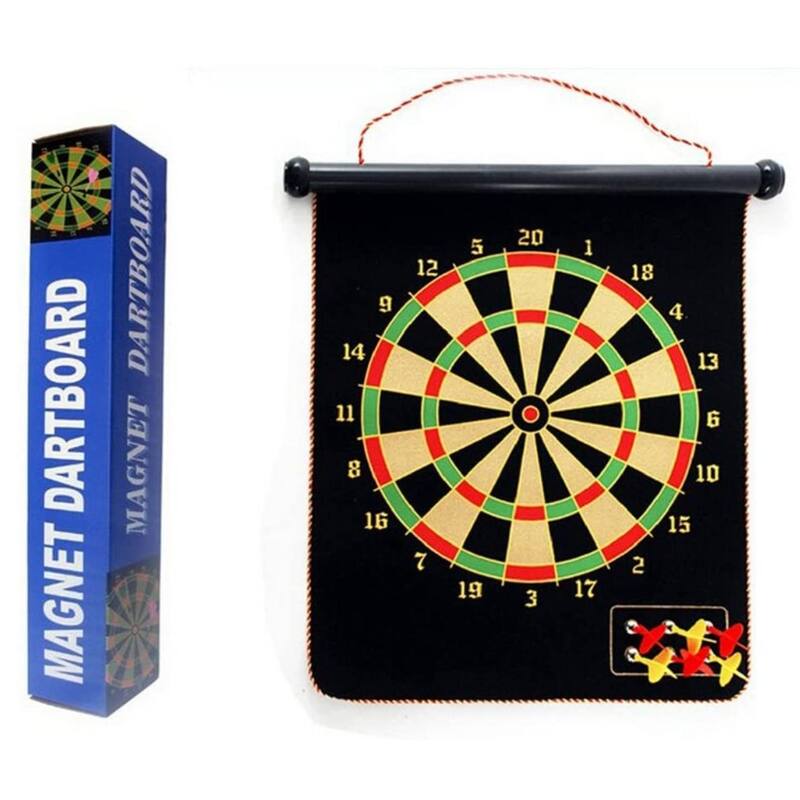 GSE™ 2-in-1 Magnetic Bullseye & Dart Board Game Set. Double-Sided Hanging Magnetic Dartboard with 6 Safe Magnetic Darts