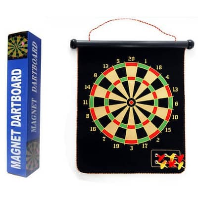 GSE™ 2-in-1 Magnetic Bullseye & Dart Board Game Set. Double-Sided Hanging Magnetic Dartboard with 6 Safe Magnetic Darts