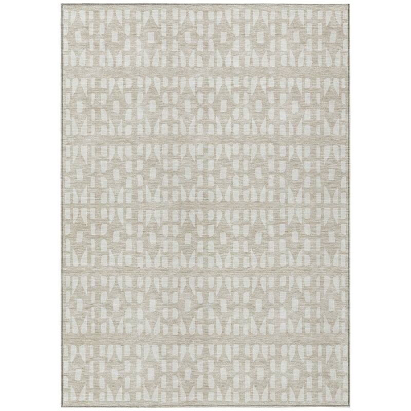 Machine Washable Indoor/ Outdoor Contemporary Imprints Chantille Rug