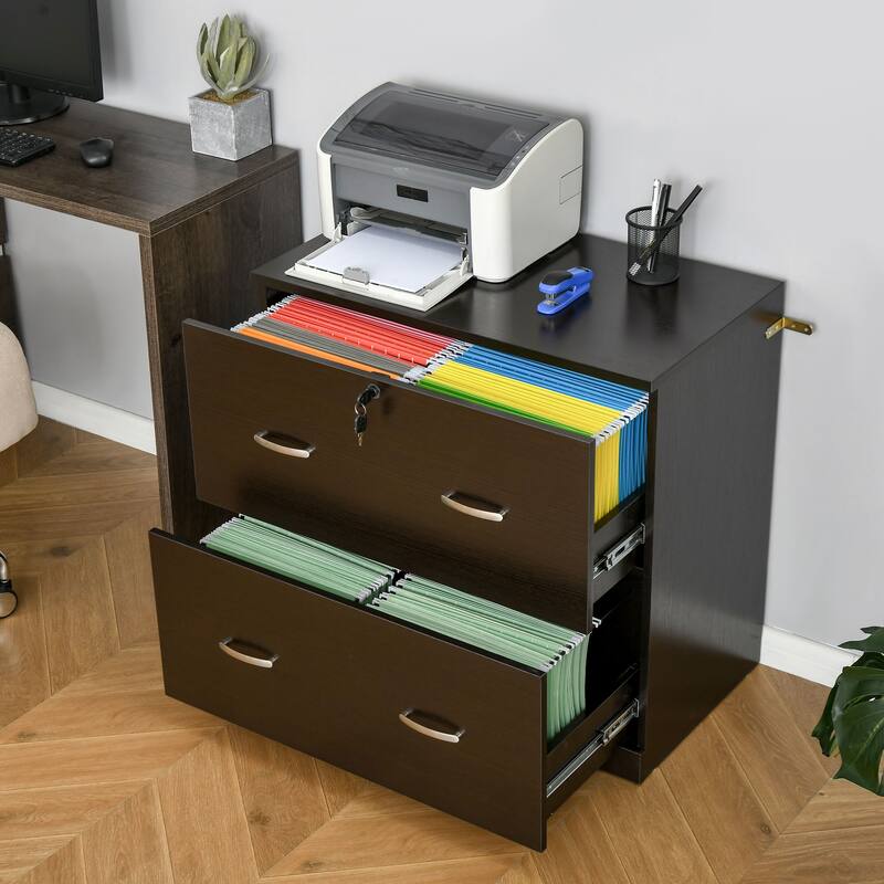 Vinsetto 2-Drawer File Cabinet with Lock and Keys, Vertical Storage Filing Cabinet with Hanging Bar for Letter Size, Home Office