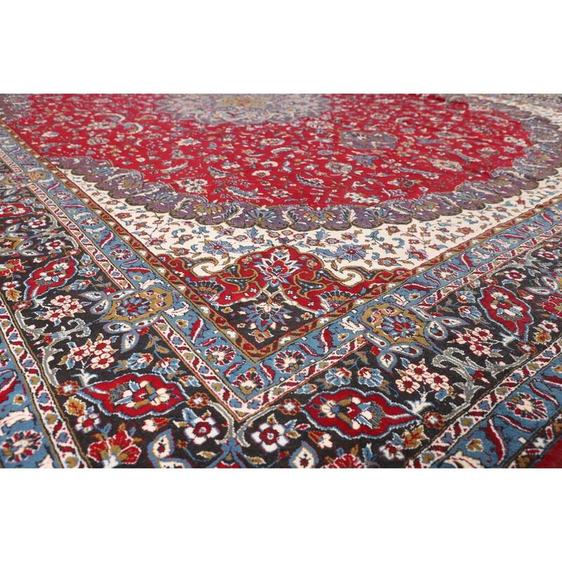 Medallion Kashan Turkish Area Rug Machine Made Living Room Carpet - 9'8" x 13'0"