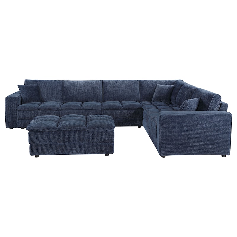 Atlantic 7-Piece Upholstered Modular Sectional Sofa Blue