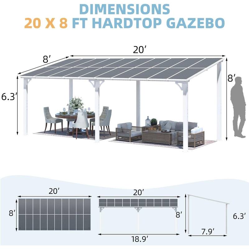 AECOJOY Wall Mounted Gazebos Pergola Gazebo Awnings for Backyard