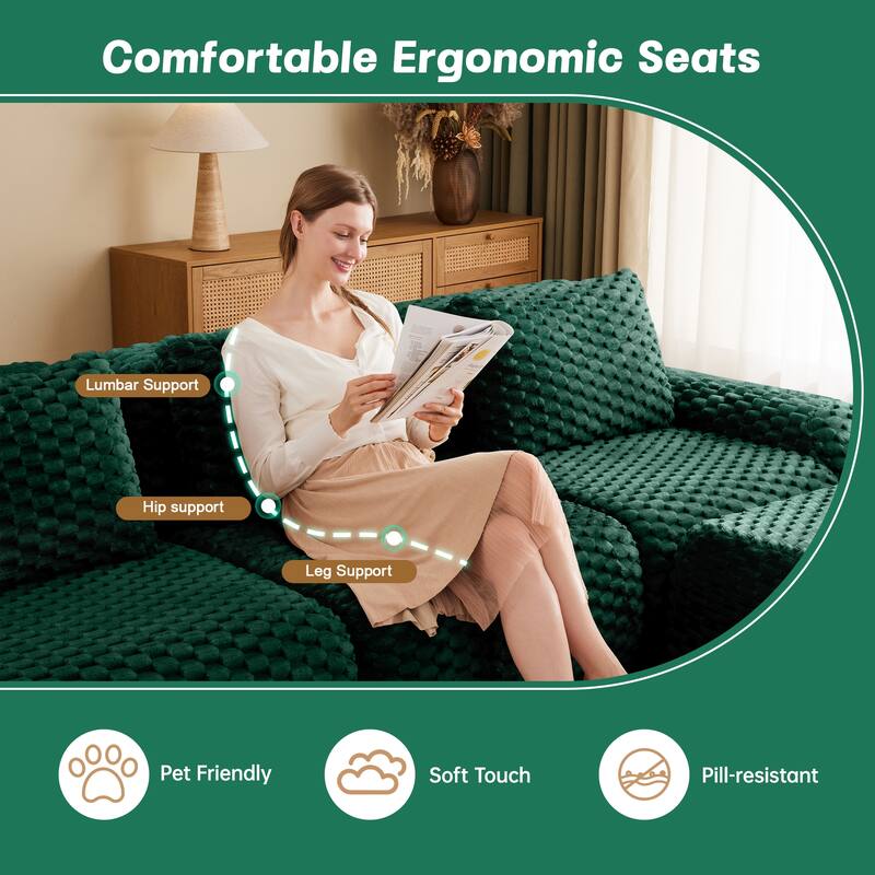 Flannelette Boneless Sectional Couch Sofa Set with Ottoman for Living Room