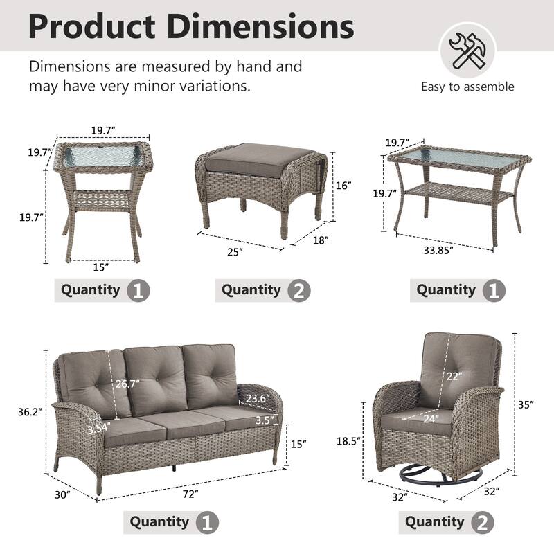 Gymojoy Outdoor Wicker Patio Furniture Sofa Chair Set Weather-Resistant