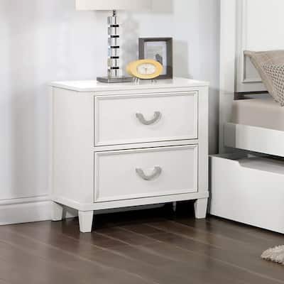 Furniture of America Wynter Modern White Wood 2-drawer Nightstand