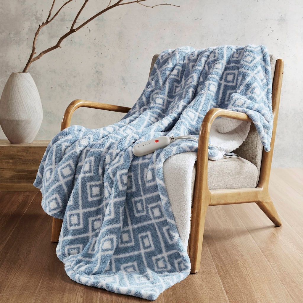 1 PCS 50x60" Heated Throw Blanket with Adjustable Temperature and Reversible Sherpa