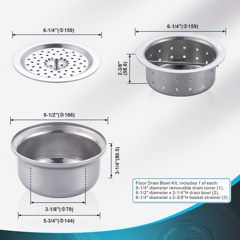 WOWOW Sink Drain Bowl Kit in Stainless Steel