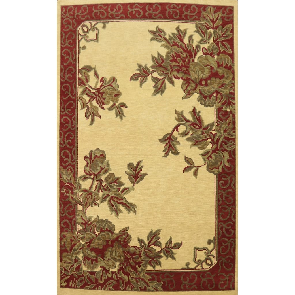 Floral Indian Area Rug 7x10 - 10' 1'' X 6' 6''