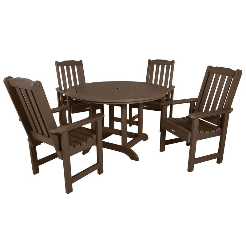 Lehigh 5-piece Outdoor Dining Set - 48" Round Table, Dining-height - Weathered Acorn