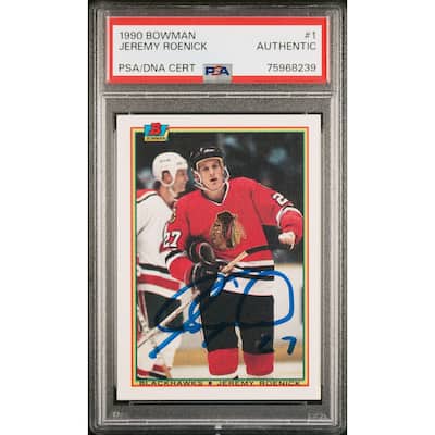 Jeremy Roenick 1990 Bowman Signed Hockey Rookie Card #1 Auto PSA - 8'6" x 11'6"