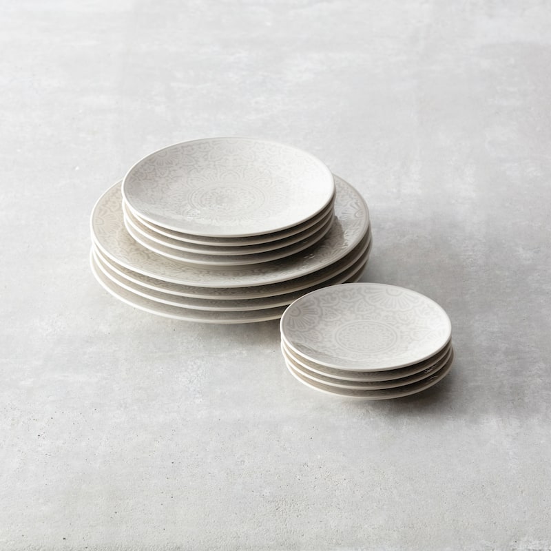 Fortessa Havana Porcelain Dinnerware - 12 Piece Dinnerware Set - Gray - 12 Piece